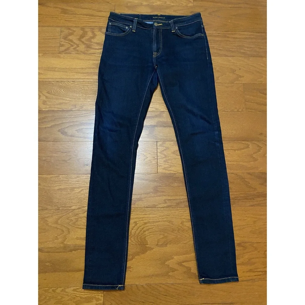 Nudie Jeans Skinny Lin Jeans Mens 32x34 Blue Skinny Lin Stretch Denim Zip